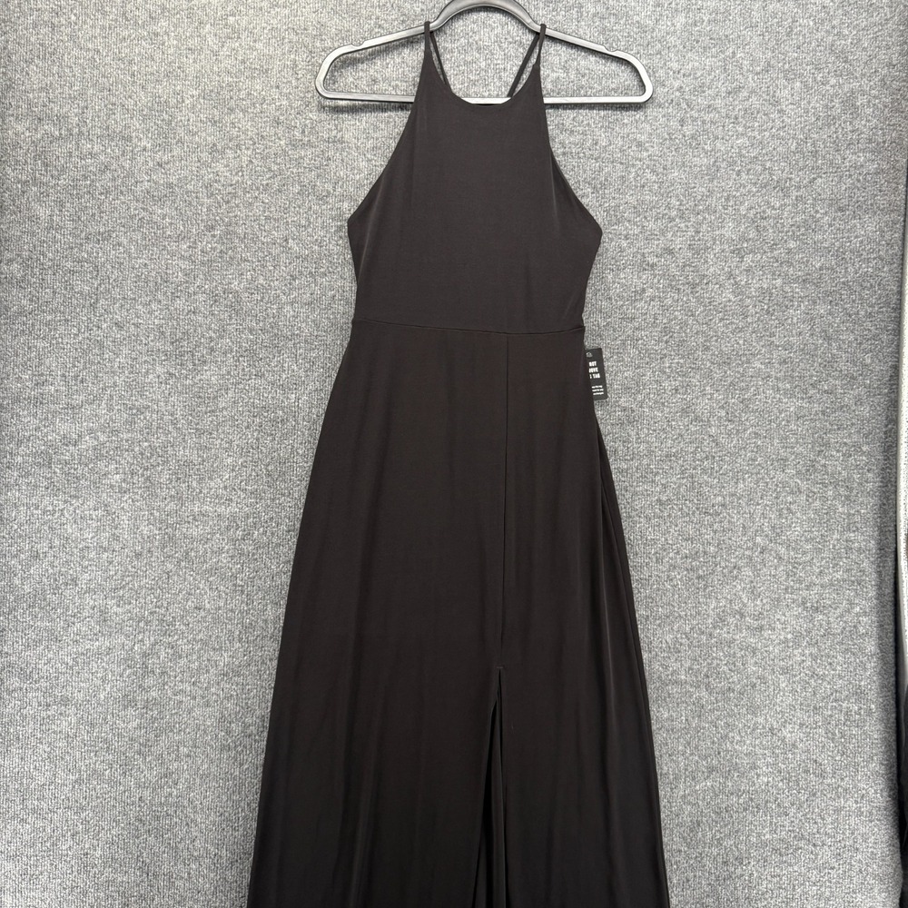 Express Dress Womens XS Black Halter Sleeveless Front Slit Formal Cocktail Event